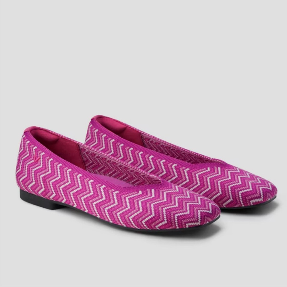 VIVAIA Square Toe V-Cut Flats Margot 2.0 Orchid Multi Chevron Size 38.5 US 7.5